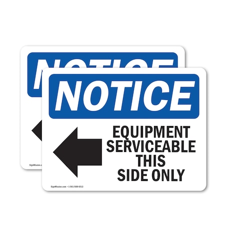 Signmission Equipment Serviceable This Side Sign With Symbol, 7 in W x Rectangle, Vinyl Decal OS-2PACK-NS-D-57-L-12129